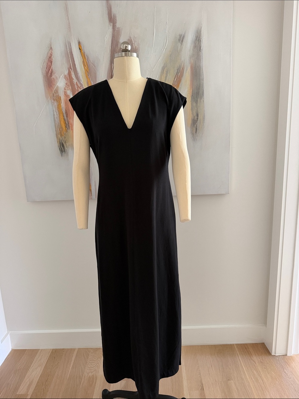 COS Black V-Neck Cap-Sleeve Maxi Dress